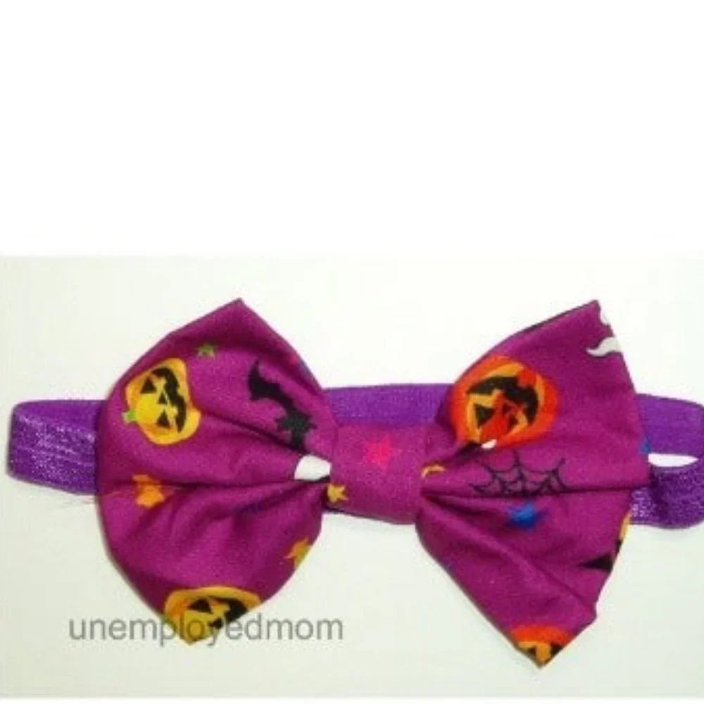 Purple Pumpkin Halloween Bow Headband Baby Girls Hair Accessories Headwrap